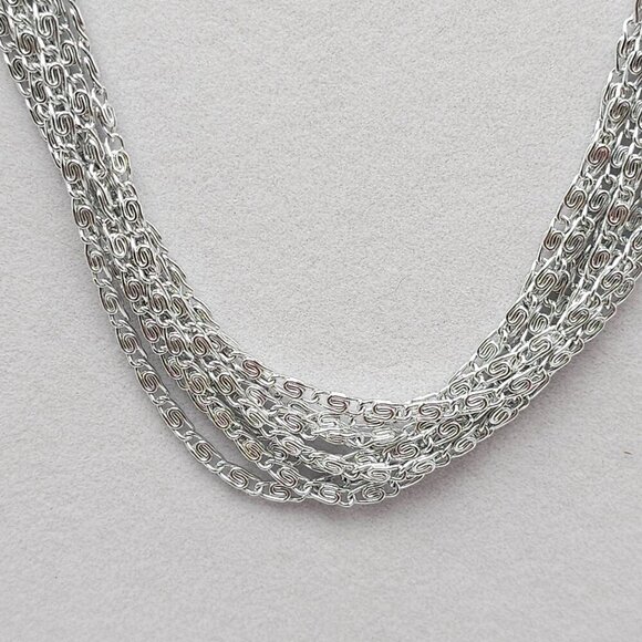 Vintage Sarah Coventry Multi Strand Silver Tone Chain Necklace 16 in - Picture 2 of 5